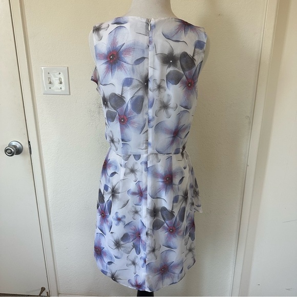 LC Lauren Conrad Lavander and Blue Ruffled Mini Summer Sheer Lightweight Dress 6 - Picture 4 of 13